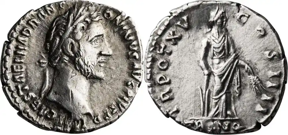 Ancient Roman 151-152 n. Chr. Antoninus Pius. Denarius - Extra sparen
