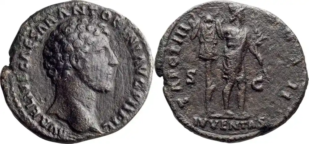 Sehr gefragt - Ancient Roman c. 151 n. Chr. Marcus Aurelius as Caesar. 40-as