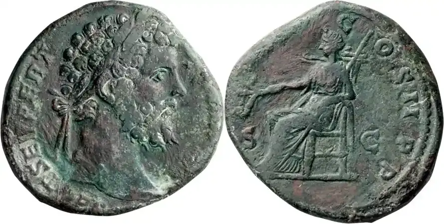 Ancient Roman 196 or 197 n. Chr. (trib. no. of Septimius Severus. Sestertius | Super-Preis