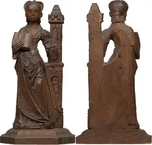 ca. 16. Jahrhundert European Oak Figure of a Lady in Waiting | Neue Ware