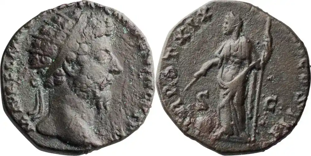 Beliebt | Ancient Roman 165 n. Chr. Marcus Aurelius. Dupondius