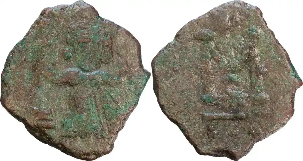 Sichere Zahlung - Byzantine c. 692/3 n. Chr. Justinian II. Follis