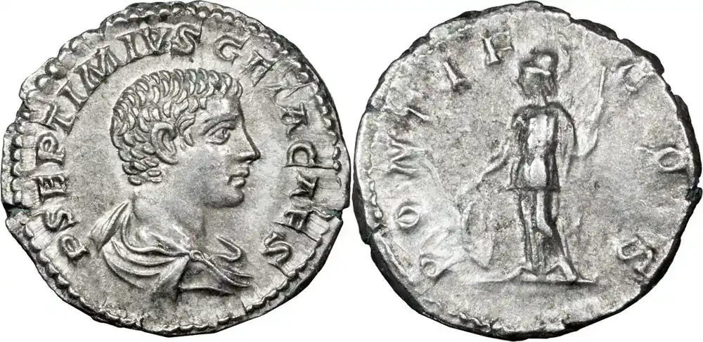 Auf Lager - Ancient Roman c. 206-7 n. Chr. Geta as Caesar. Denarius