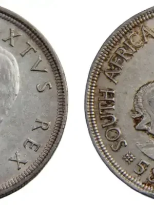 South Africa George VI 1948 5 Shillings SEXTVS REX unz | Sofort bestellbar