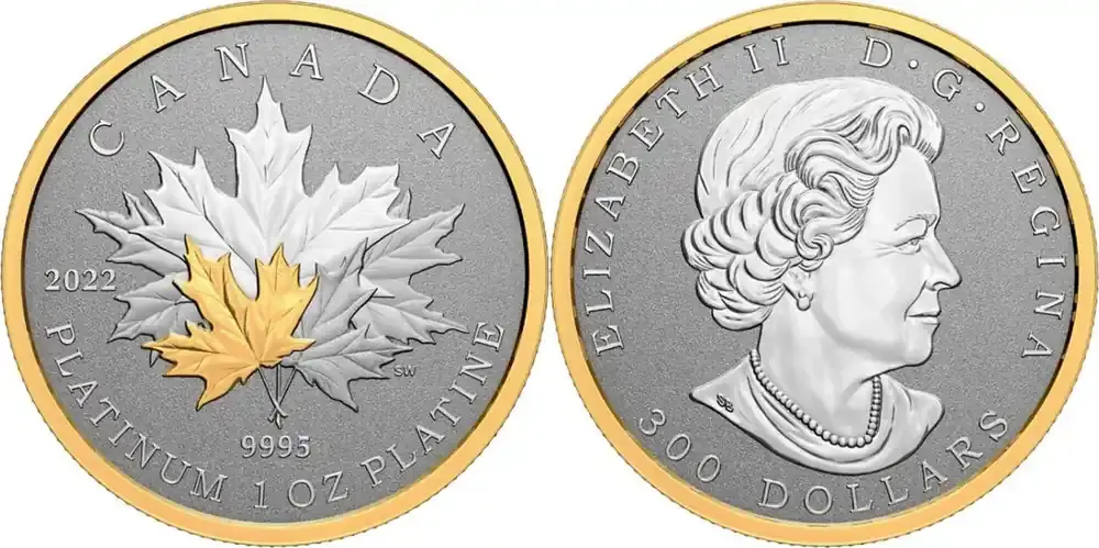 Sonderaktion | Kanada 300 2022 1 oz Platinmünze Maple Leaf – Forever Reverse Proof