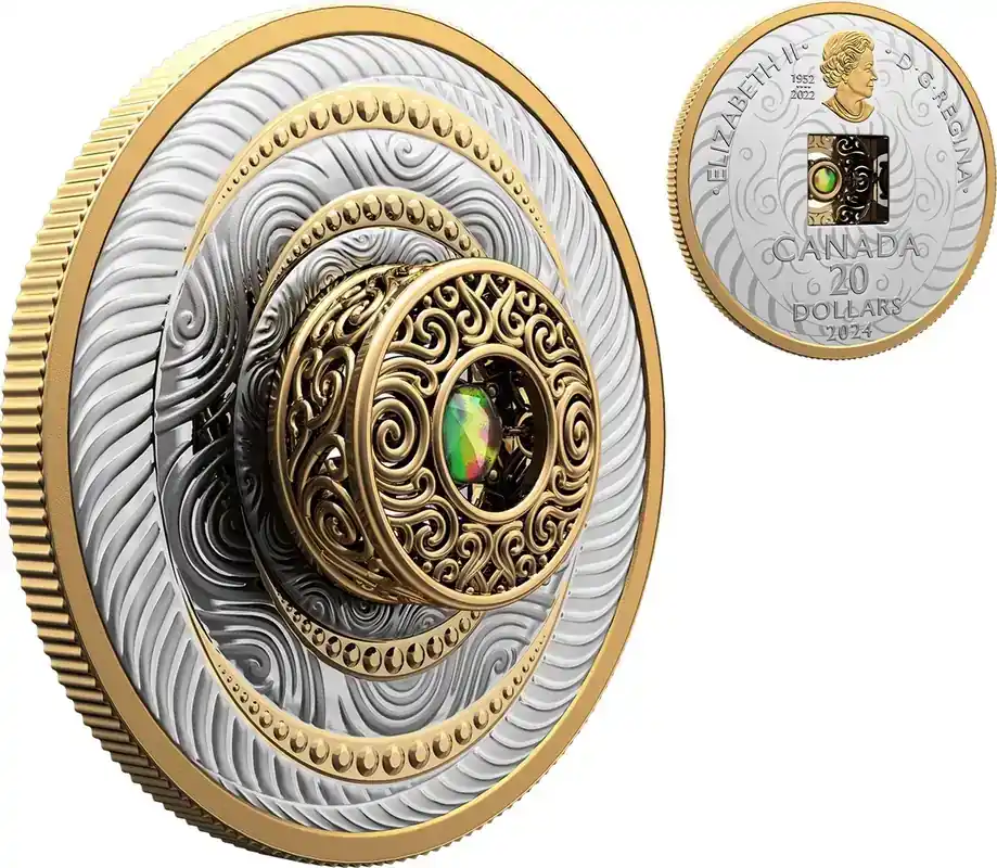 Kanada 20 2024 Silbermünze Dancing Ammolite Elemente der Natur – Luft PP | Werkspreis