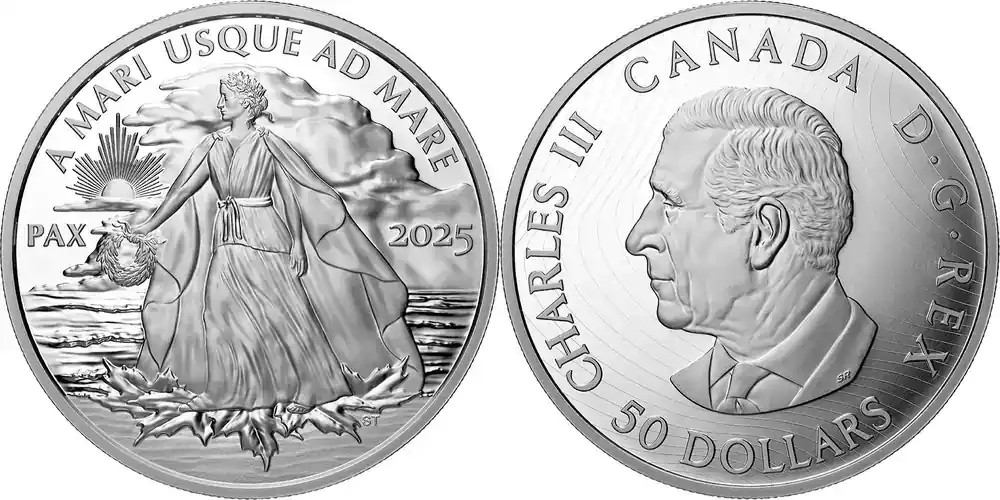 Kanada 50 2025 5 oz Silbermünze Peace Dollar – Lady Peace PP - Profi-Qualität