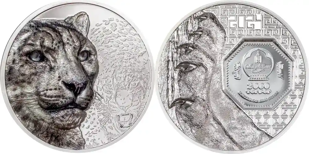 2000 Togrog 2024 3 oz Silbermünze Wilde Mongolei – Schneeleopard PP | Neu eingetroffen