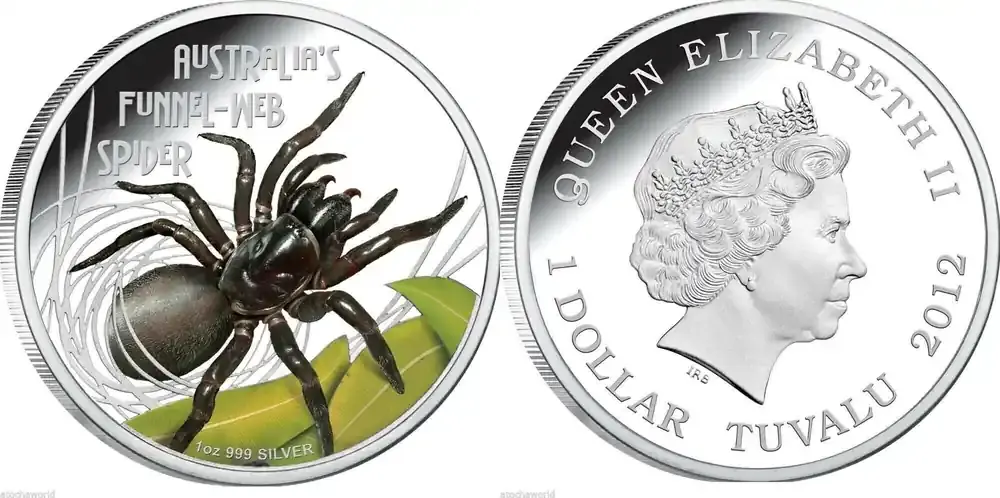 Deal - Tuvalu 1 2012 1 oz Silbermünze Trichternetzspinne PP