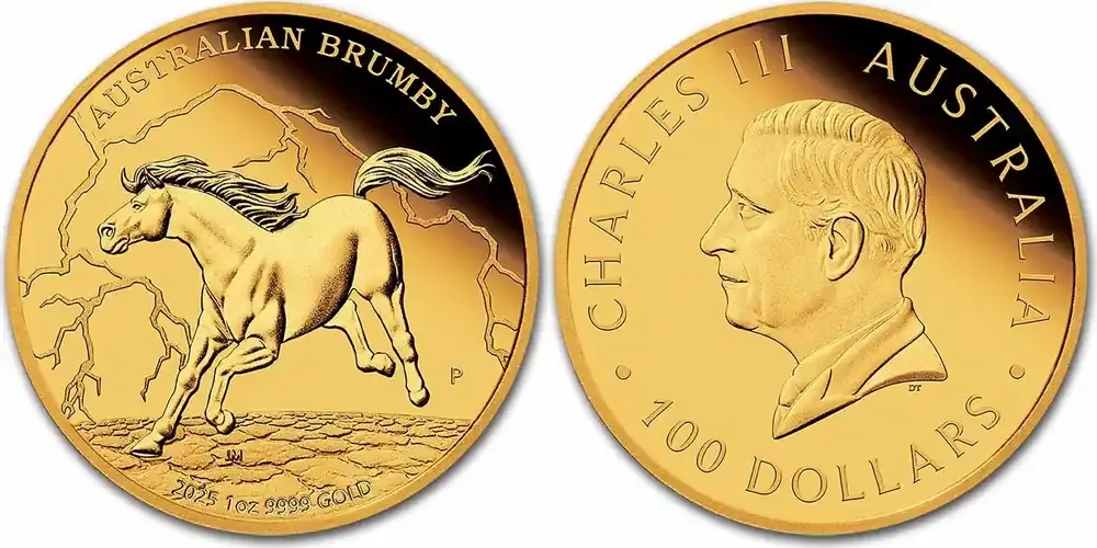 Australien 100 2025 1 oz Goldmünze Australian Brumby PP - Geprüfte Qualität