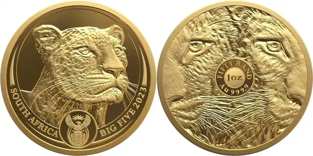 Südafrika 50 Rand 2023 1 oz Goldmünze Big Five II – Leopard PP | Günstig