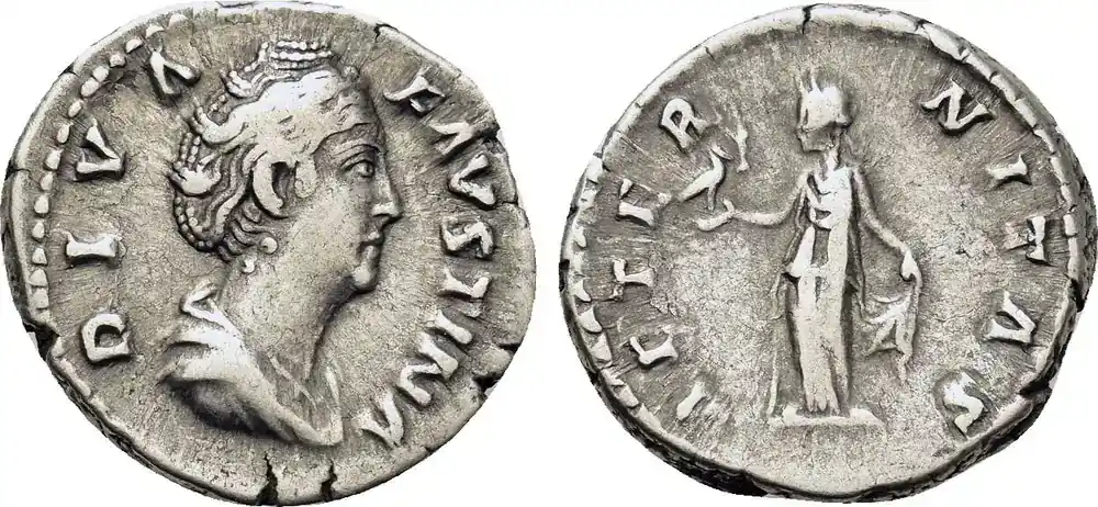 Roman Imperial Diva Faustina (died 140/141) AR Denarius s/ss | Neue Ware