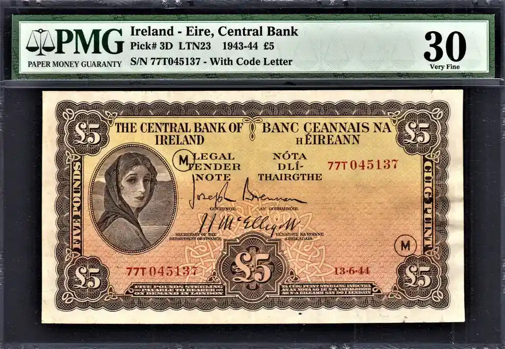 Herstellerpreis - 1944 Ireland Lady Lavery 5 WAR Code (M) Pick-3D Very Fine PMG 30