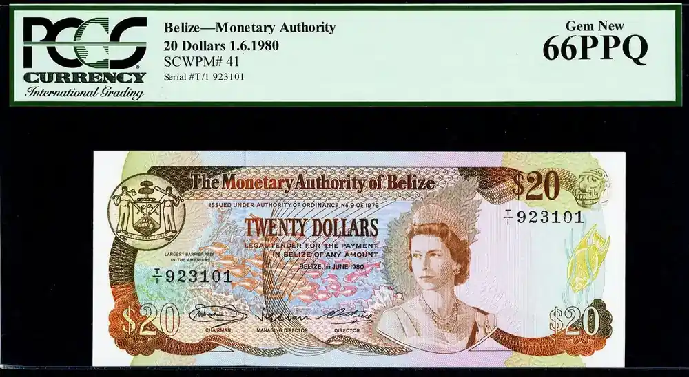 20 Dollars 1980 Belize QEII Pick-41 GEM UNC PCGS 66 PPQ | Neuzugang