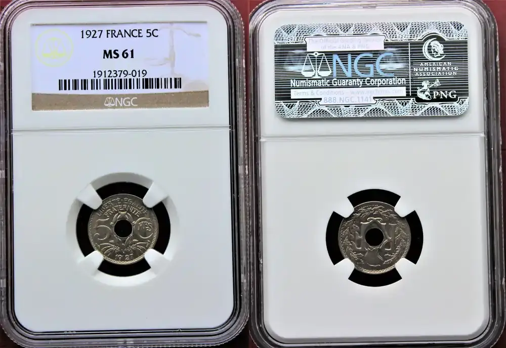 5 Centimes 1927 France NGC graded MS 61 | Jetzt verfügbar