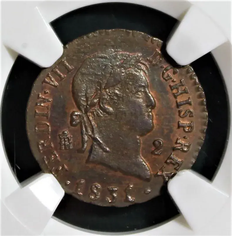 Rabatt | 2 Maravedis 1831 Spain SEGOVIA NGC graded MS-62 BN POP-1 (Total 2 Graded)