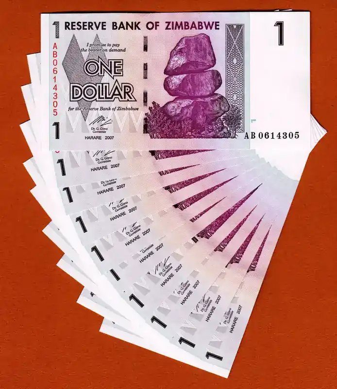 1 Dollar 2007 Zimbabwe 10 Consecutive Pick-65 UNC unz | Günstig