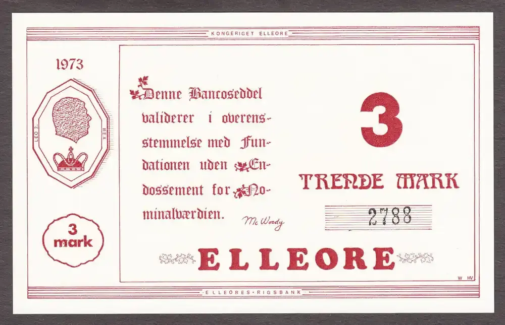 3 Mark 1973 Elleore, Denmark Local Currency UNC unz | Sonderpreis