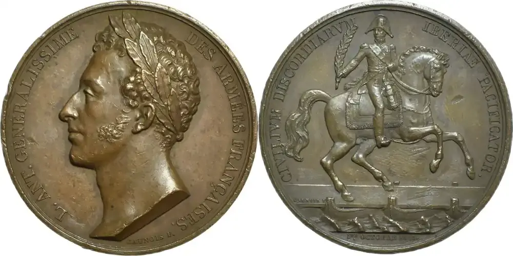 France Médaille – Cuivre – Louis XVIII – Restauration du trône d‘Espagne – 1823 vz | Sparangebot