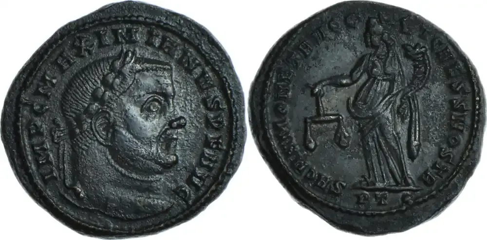 Endet bald | 300-303 Rome Antique – Maximien Hercule – Follis – Ticinum ss+
