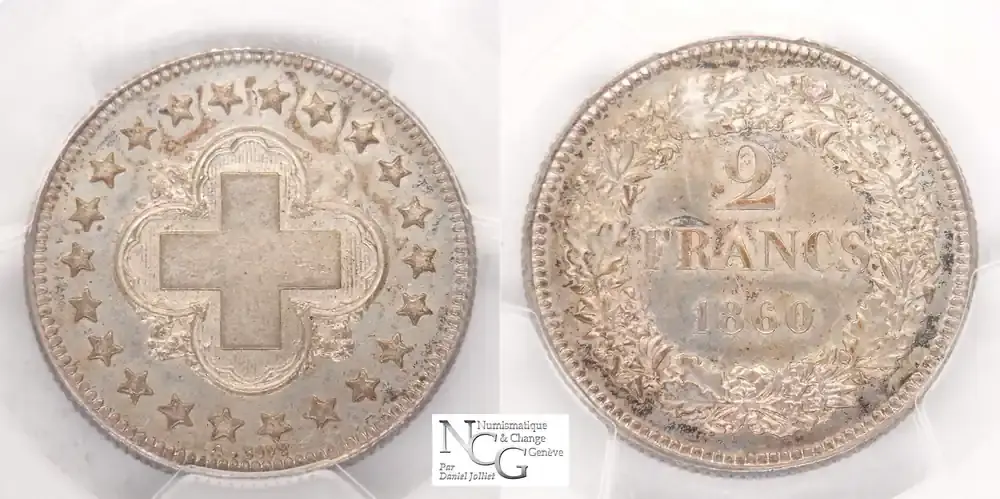 Jetzt neu - Suisse 2 Francs Pattern 1860 SP63
