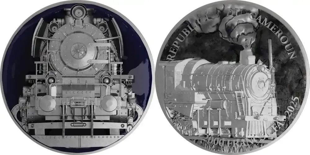 Beliebt - STEAM TRAIN 2 Oz Silver Coin 2000 Francs Cameroon 2025 Antique Finish