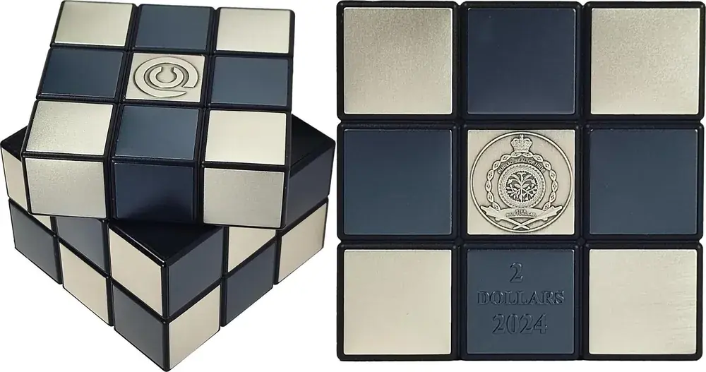 Neue Ware - 2 Dollars MAGIC CUBE 2 Oz Silver Coin 2 Niue 2024 Antique Finish