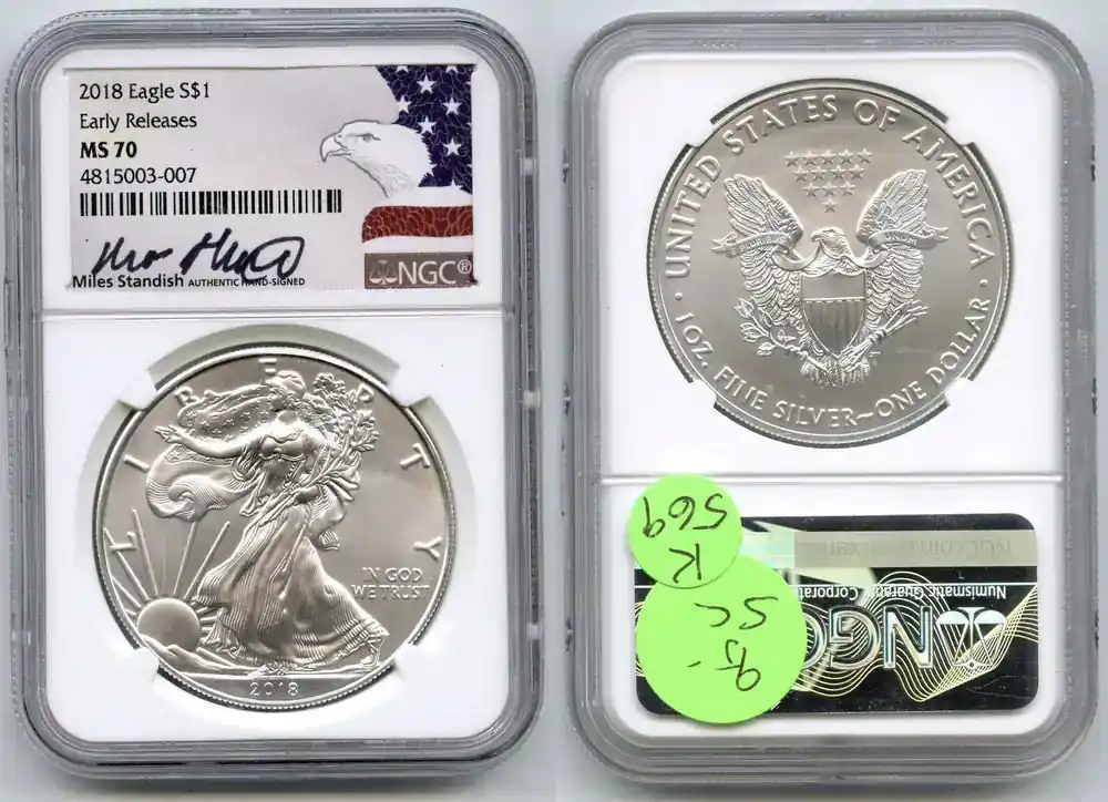 Anlagemünzen Dollar 2018 American Eagle 1 oz Silver NGC MS70 Early Releases – K569 - Jetzt kaufen