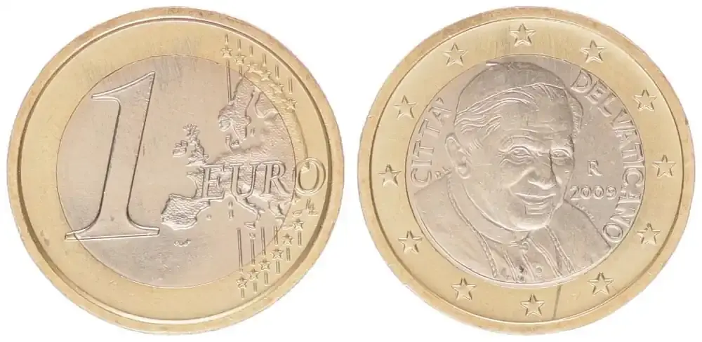 Vatikan 1 Euro 2009 Kursmünze mit Papstmotiv prägefrisch - Topseller