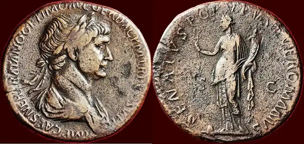 Roman Empire AE Sestertius (116) TRAJANUS (TRAJAN), 98-117 – Rome vf- | Zeitlich begrenzt