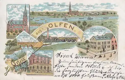 Olfen / Westfalen 1901 Ansichtskarte / Postkarte / Litho / Gruss aus Olfen 2-3 - Preishit