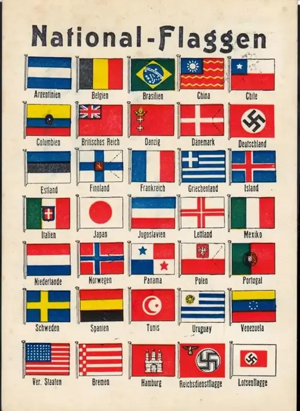Herstellerpreis | Deutsches Reich Propaganda 1938 35 National-Flaggen Europa & Übersee I gestempelt