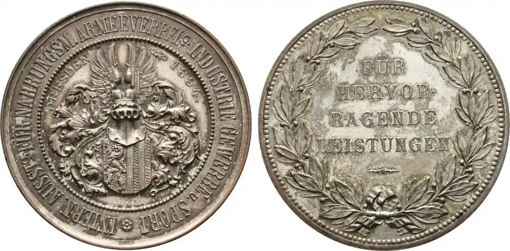 Dresden, Stadt Versilberte Bronzemedaille 1894 von Chr. Lauer Sehr selten. Vorzüglich – Stempelglanz - Profi-Qualität