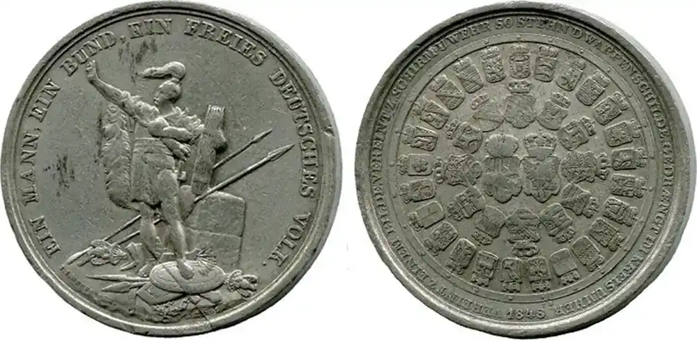 Frankfurt/M. – Deutscher Bund, Medaille v. Neuss 1848, Nationalversammlung / Arminius, Av Stbr., ss | Knallerpreis