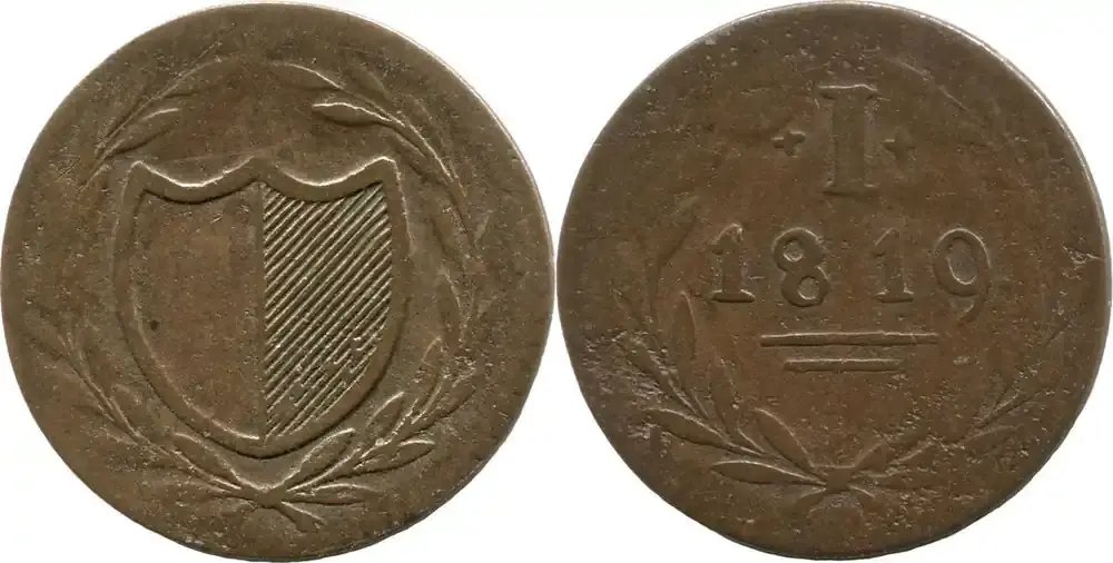 Neu verfügbar | Frankfurt/M. 1 Pfennig 1819, sog. Judenpfennig s-ss/ss-