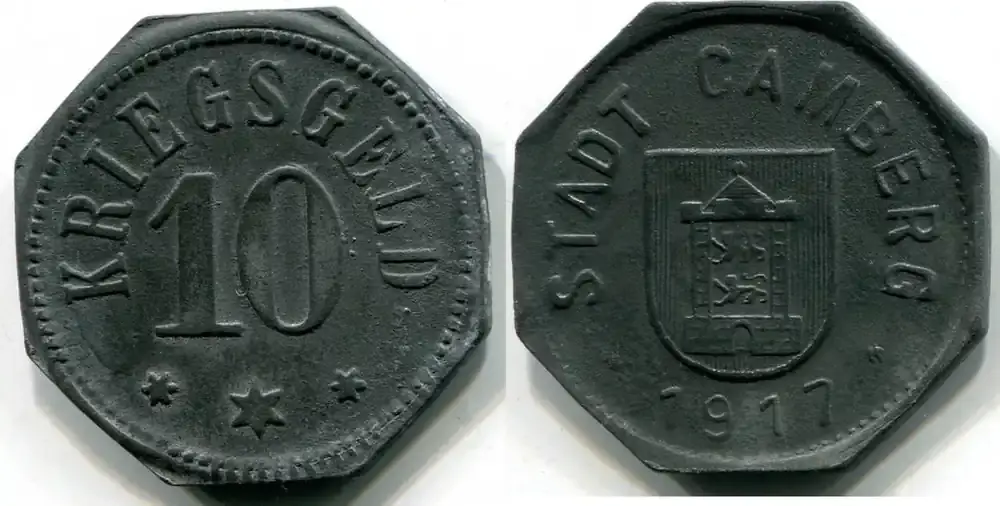 Sofort lieferbar | Hessen-Nassau, 10 Pf 1917, Camberg – Stadt, vz