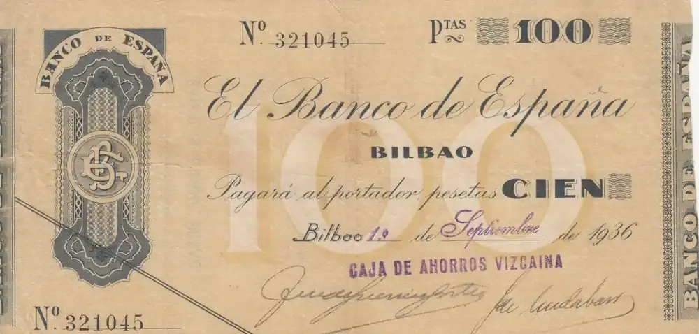 Topseller - Spanien 100 Pesetas – Bilbao – 1936 – P.S554b III / SS