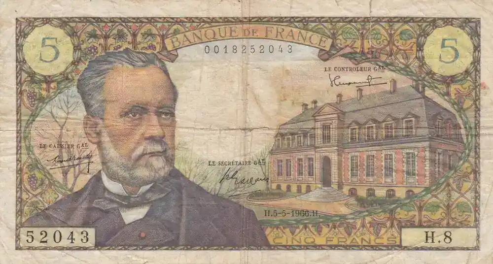 Vorteilspreis - Frankreich 1966 5 Francs Pasteur – 05-05-1966 – Serial H.8 IV / S
