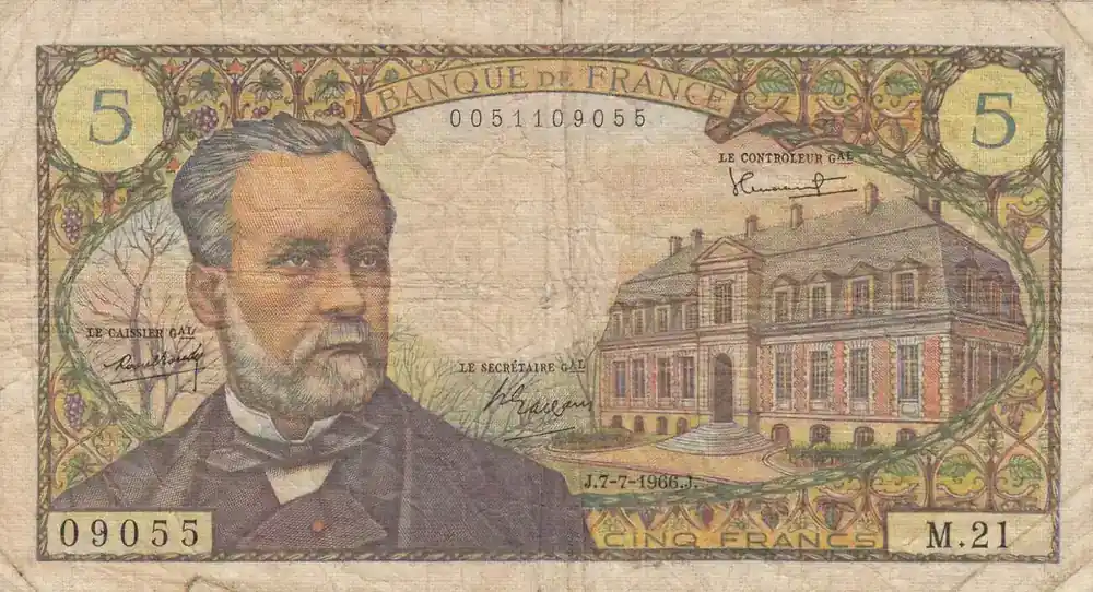 Frankreich 1966 5 Francs Pasteur – 07-07-1966 – Serial M.21 IV / S - Nicht verpassen