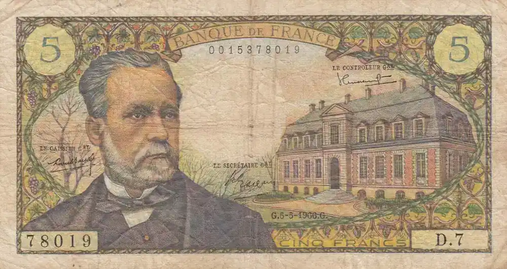 Fast ausverkauft - Frankreich 1966 5 Francs Pasteur – 05-05-1966 – Serial D.7 IV / S