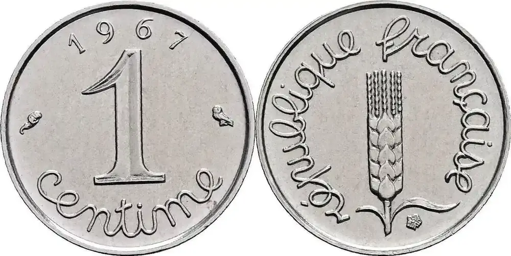 Premium-Qualität | Frankreich 1 Centime Epi – 1967 I- / VZ+ / VZ-ST