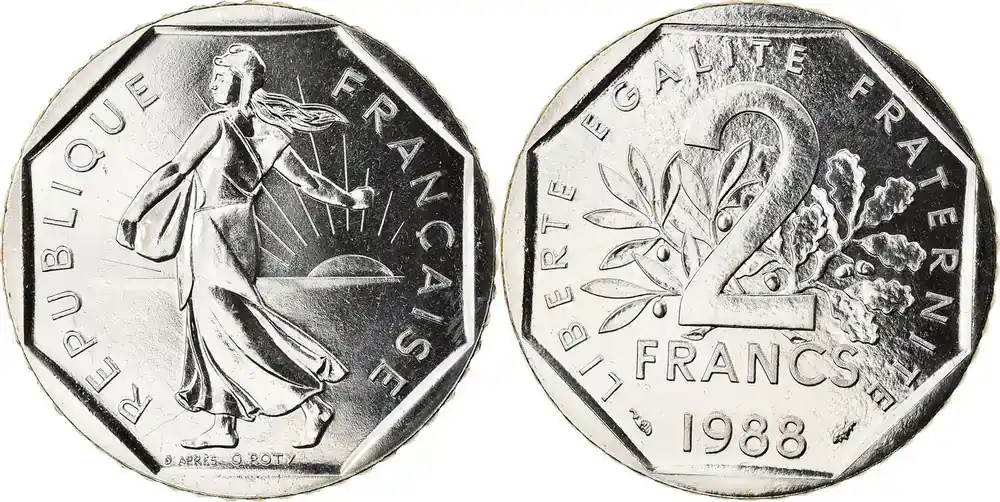Frankreich 2 Francs Seed sower – 1988 – From Box Set st - Preisnachlass