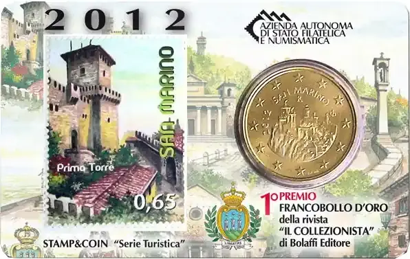 Beliebt | San Marino 50 centimes 2012 2 Euros 2018 – Coincard n°02 + Stamp BU