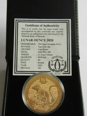 Ruanda 100 Amafaranga 2020 Lunar Ratte - Top-Qualität