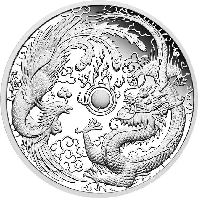 Jetzt sparen | 1 Unze Silbermünze Australien Drache & Phönix 2018 – polierte Platte