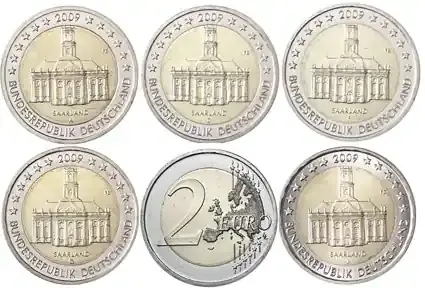 Deutschland 2 Euro 2009 Ludwigskirche Saarbrücken – Komplettsatz A D F G J | Expresslieferung