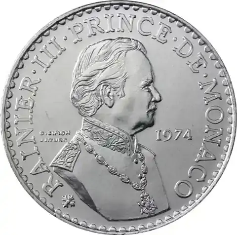 Neu hinzugefügt - Monaco 50 Francs Silber 1974 – 25. Regierungsjubiläum Rainer III.