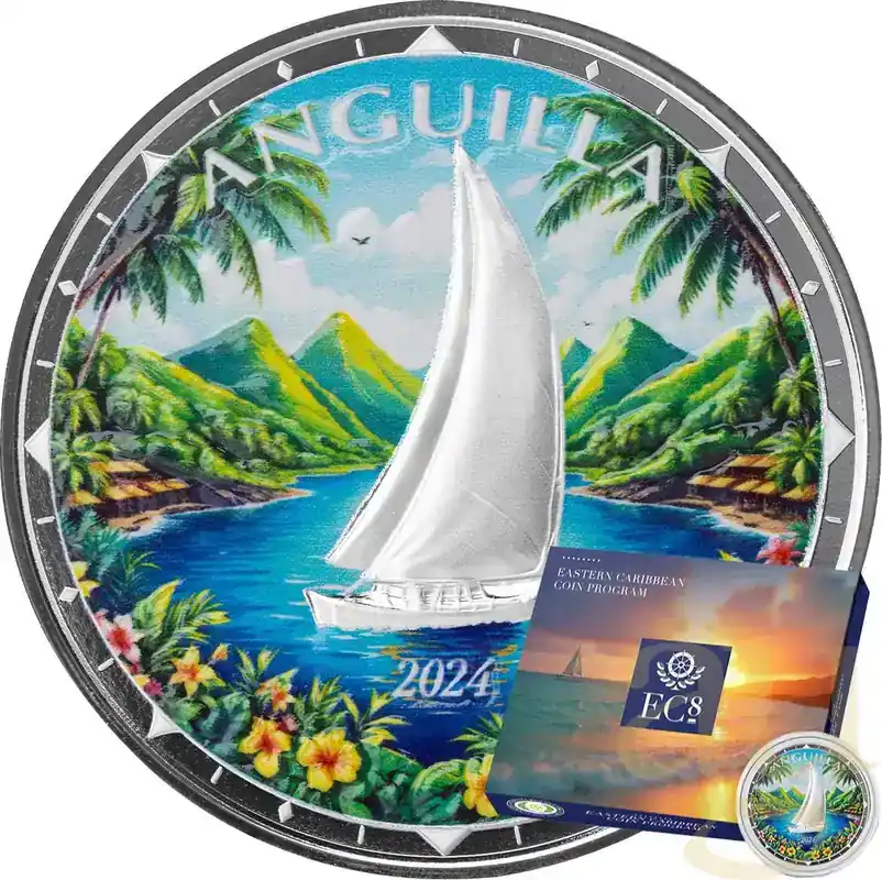 1 Unze Silbermünze EC8 Anguilla – Regatta 2024 – coloriert | Reduziert