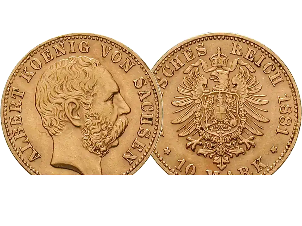 Geprüfte Qualität - Deutsches Reich/Sachsen 10 Mark 1874 – 1888 Albert