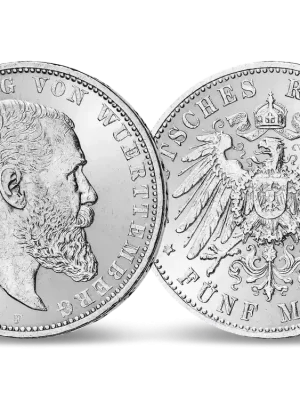 Super-Preis - Deutsches Reich / Württemberg 5 Mark 1892-1913 König Wilhelm II.